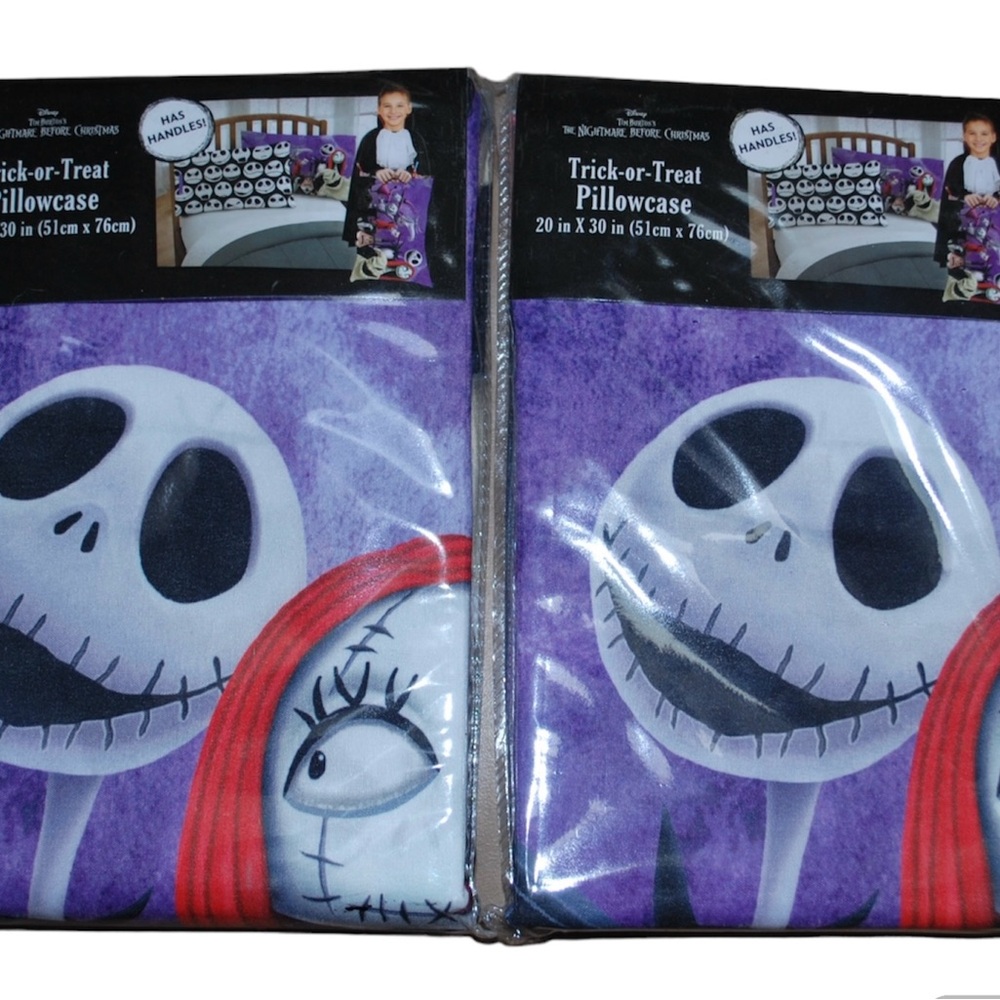 NWT Set of 2 Nightmare Before Christmas Trick or Treat pillow cases with handles